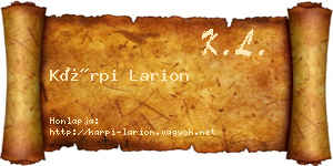 Kárpi Larion névjegykártya